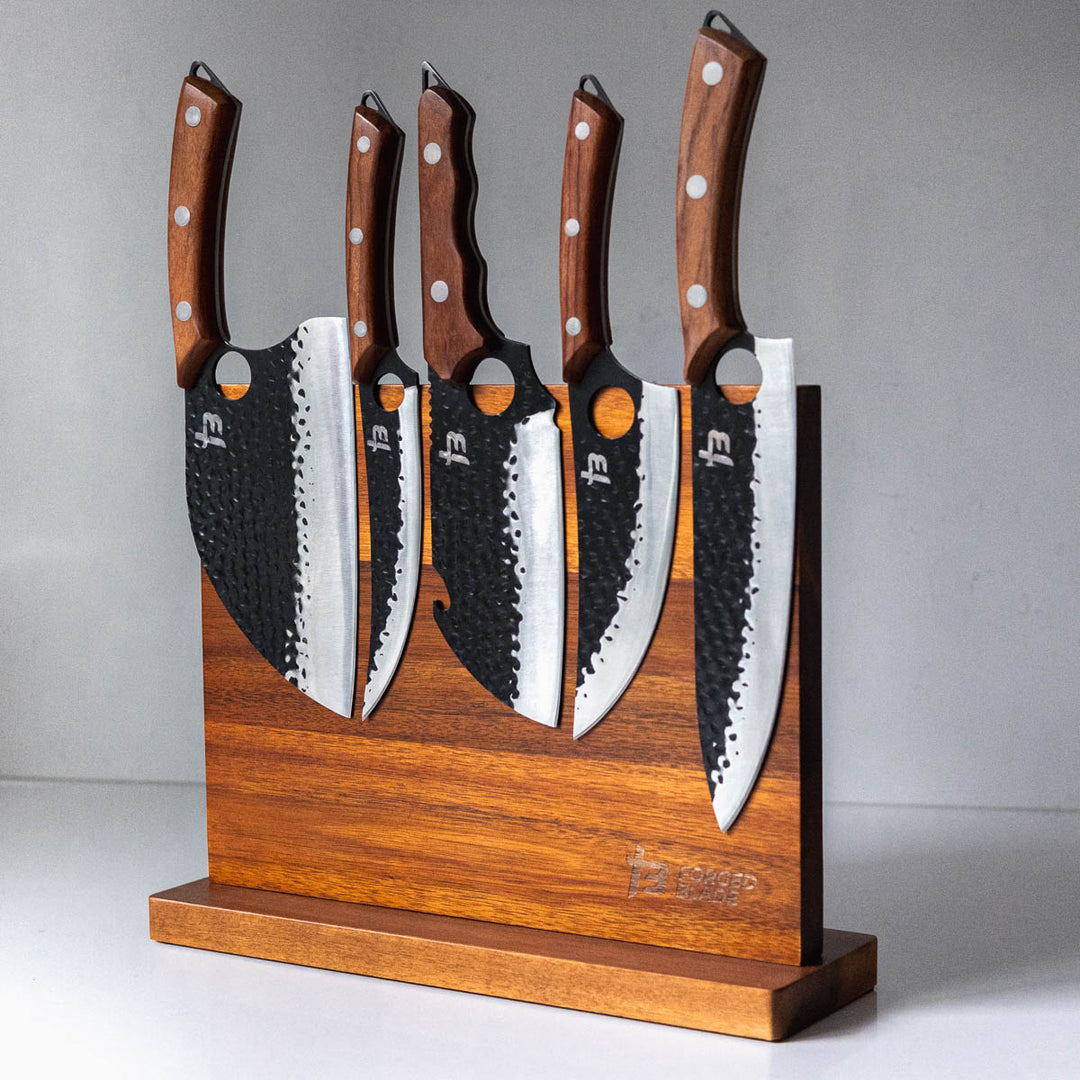 Dual Sided Solid Acacia Wood Magnetic Knife Block