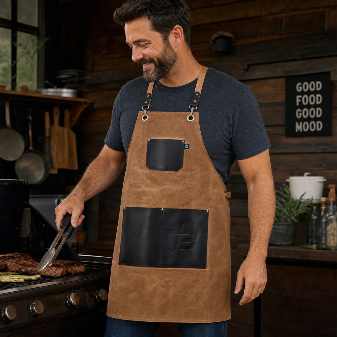 The Grill Master - BBQ Chef Apron | Leather & Waxed Canvas