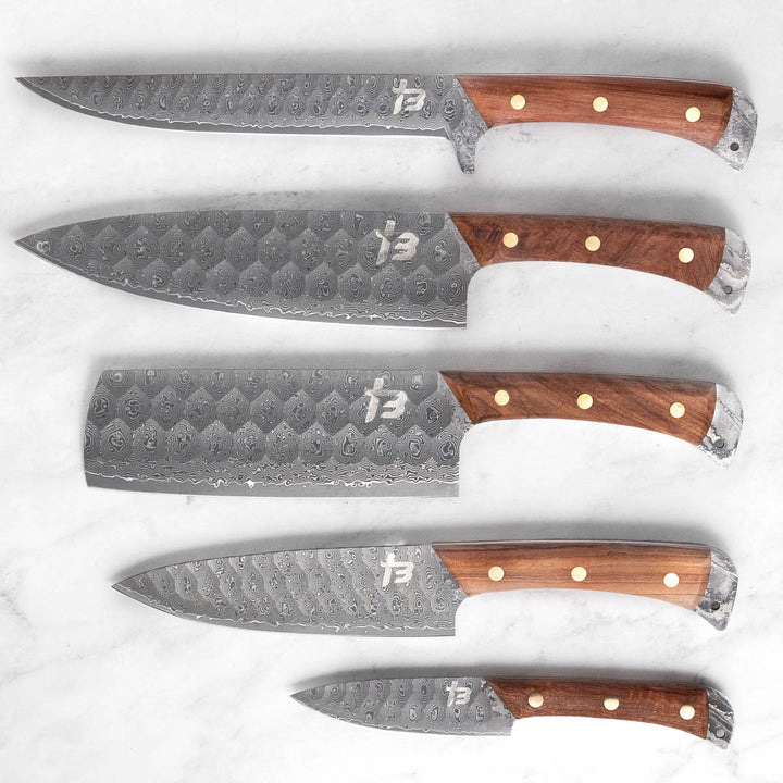 Wildrose Series - Damascus 5 Piece Chef Knife Set